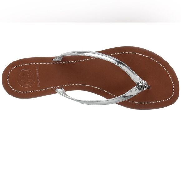 Tory Burch Silver Metallic Terra Thong Sandals - Picture 3 of 14